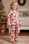 Santa with red coquette bow printed girls pajamas. GLP080717-AMY