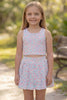 Patel floral & coquette bow printed crop top and pleaded skort. GSD013004-AMY