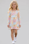 Patchwork  printed Active wear dress with undershorts. GLD0505-14-AMY