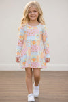 Patchwork  printed Active wear dress with undershorts. GLD0505-14-AMY