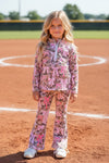 Hi-Performance camouflage & pink bow printed jogging set. GLP030505-AMY-