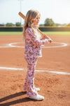 Hi-Performance camouflage & pink bow printed jogging set. GLP030505-AMY-