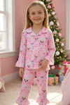 Pink nutcracker button up pajamas. GLP0424-2Mon