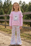 Ghost printed on lilac sweatshirt and floral pants.GLP0505-16-MON
