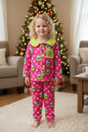 Fuchsia Grinc* printed girls Christmas pajamas. GLP071804 JEAN