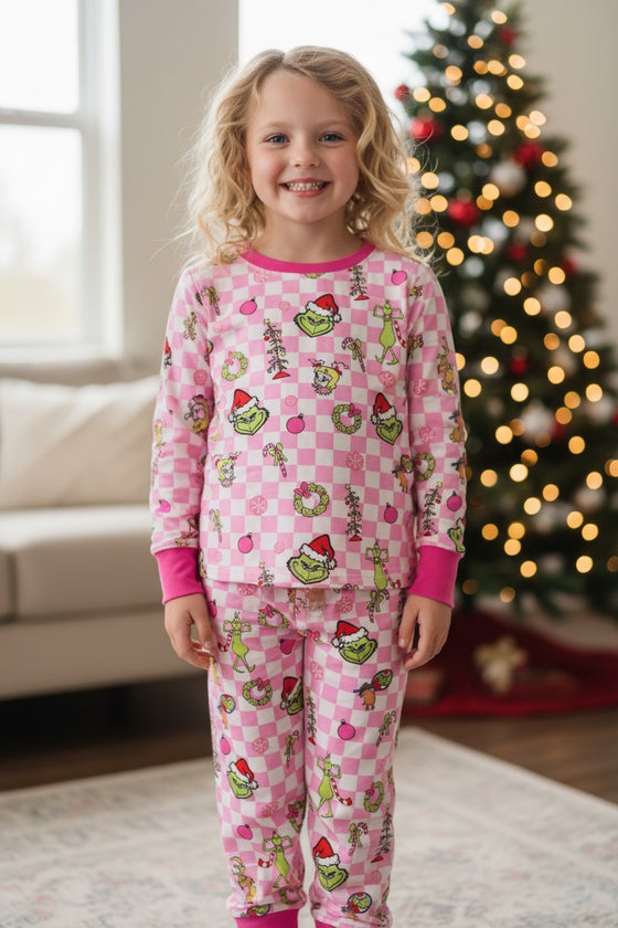 Grinc* checkered girls pajamas. GLP073008 AMY