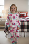 Merry & Bright" Pink and aqua pajamas set. GLP073009-Jean