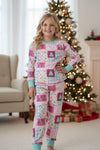 Merry & Bright" Pink and aqua pajamas set. GLP073009-Jean