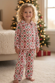  Santa & teddy bear coquette printed pajamas. GLP080716-sol