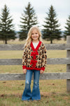 Animal printed knit sweater with red trim & bows TPG60741 MON