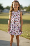 Lt. Pink multi-color butterfly & floral Hi-Performance top & skort. GSD013002-JEAN