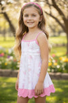 Ballerina printed dress with scallop hem & attached undershorts. GSD013017-JEAN