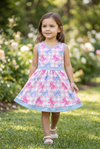 Pink Gingham with pink & Blue bow print. Shorts underneath attached. GSD013020 AMY