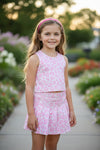 Lt. Pink Cheetah printed Hi-Performance top and skort. GSD022403-AMY