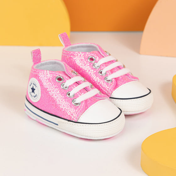 Sparkly Pink infant baby tennis shoes. HMZ0002H1