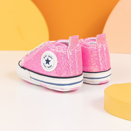 Sparkly Pink infant baby tennis shoes. HMZ0002H1