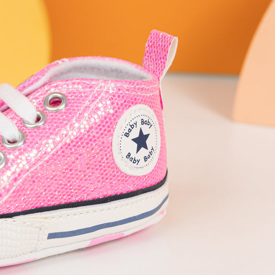 Sparkly Pink infant baby tennis shoes. HMZ0002H1