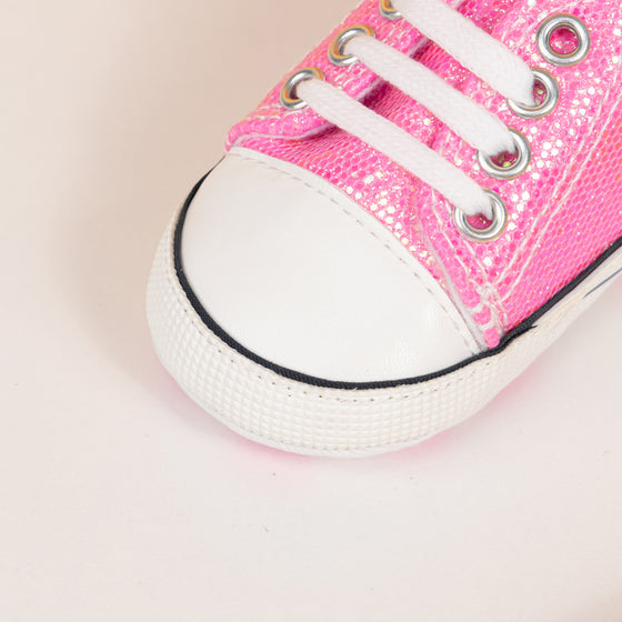 Sparkly Pink infant baby tennis shoes. HMZ0002H1