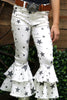 Lt. gray star printed double layer bell bottoms. 2024-P JEAN