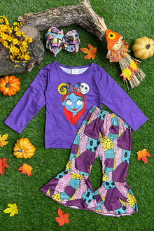  🔶HALLOWEEN PURPLE LONG SLEEVE CHARACTER PRINT OUTFIT. OFG2022-2008
