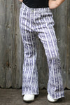 Diamond print & stripe bootcut printed denim pants. PNG60153001-sol