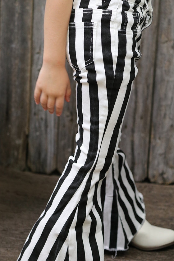 Black & white stripe bootcut printed denim pants. PNG65133001-LOI