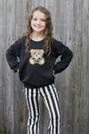 Teddy bear application black sweatshirt. TPG65153080 JEAN