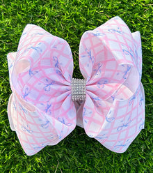  Coquette printed hair bows. 6.5"wide double layer. 4pcs/$10.00 BW-DSG-1011