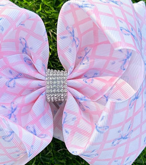 Coquette printed hair bows. 6.5"wide double layer. 4pcs/$10.00 BW-DSG-1011