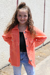 Girls Orange distressed denim shirt. TPG60153015-AMY