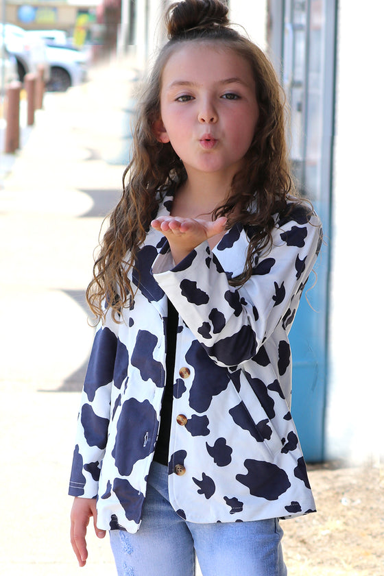 Cow printed blazer with pockets. TPG15153003-AMY