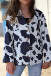 Cow printed blazer with pockets. TPG15153003-AMY