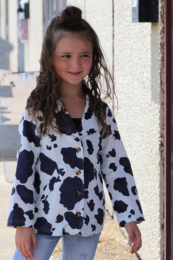 Cow printed blazer with pockets. TPG15153003-jeann