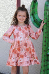 Cactus /floral printed ruffle hem dress. GLD060709-JEANN