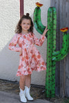Cactus /floral printed ruffle hem dress. GLD060709-JEANN