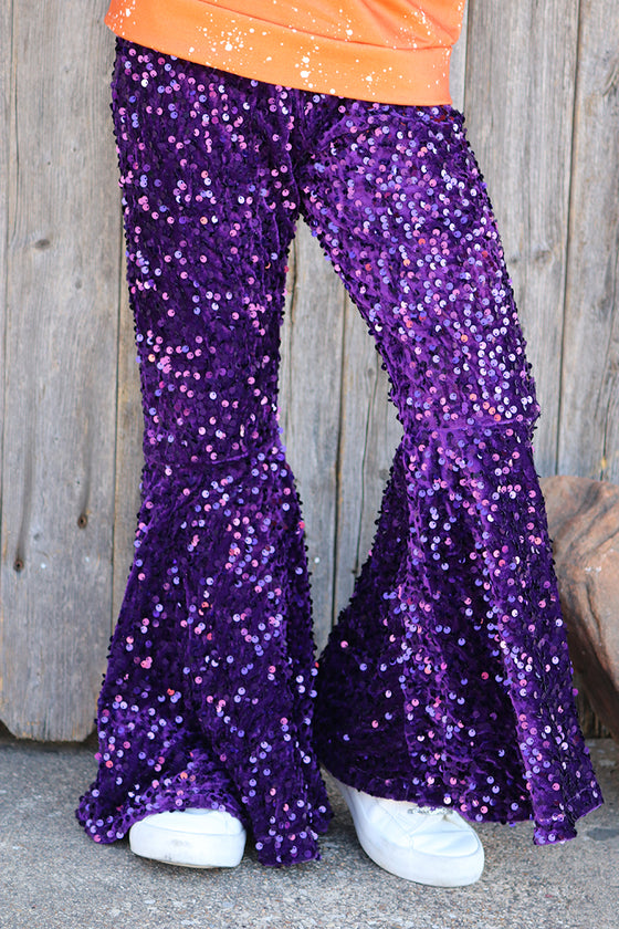 Girls sequins purple sequins bell bottoms. PNG50113005 -JEANN