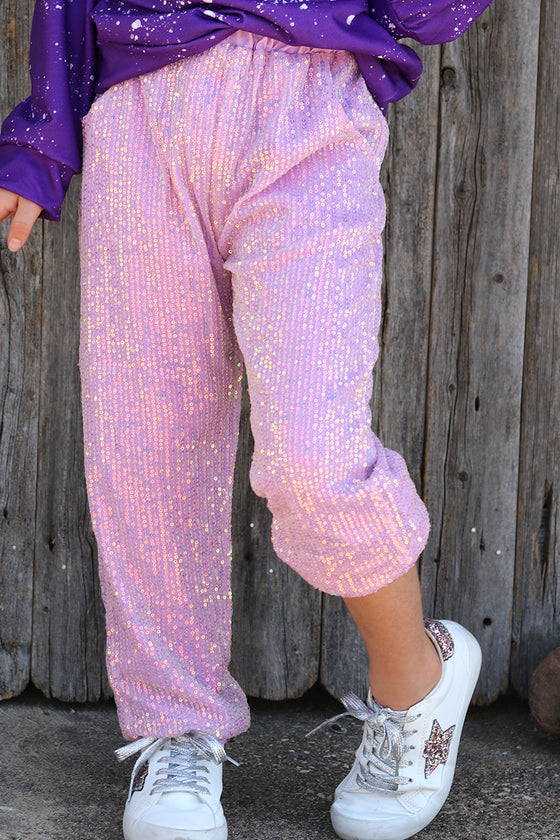 LAVENDER SEQUINS JOGGERS, LINED INSIDE.   PNG15153005-AMY