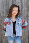 💎Aztec sleeves hoodie denim jacket for girls. TPG651522227- WENDY