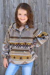 (KIDS) Teal/Brown aztec printed pullover. TPG65113043-SOL