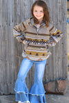 💎(KIDS) Teal/Brown aztec printed pullover. TPG65113043-SOL