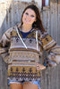 💎(WOMEN) Tan/mustard aztec printed pullover. TPW65113017-Amy