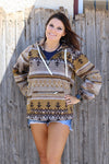 💎(WOMEN) Tan/mustard aztec printed pullover. TPW65113017-