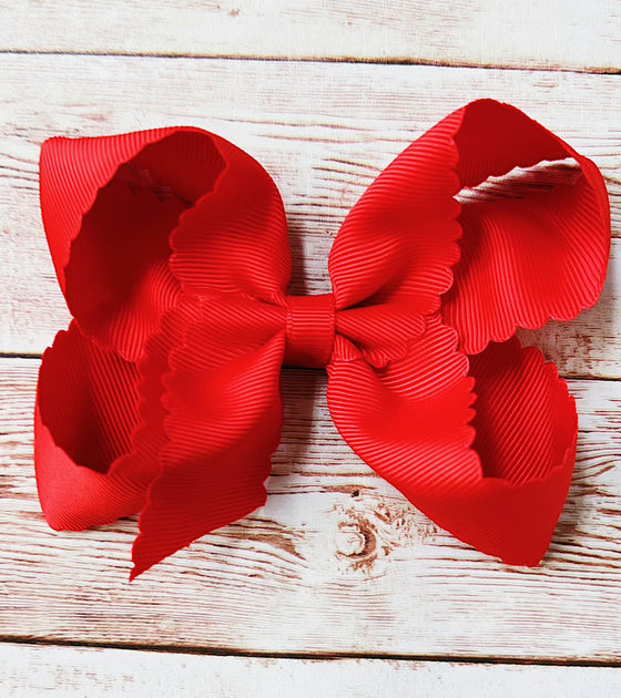 Medium scalloped hair bow (5" X 3" (1.5" Ribbon)