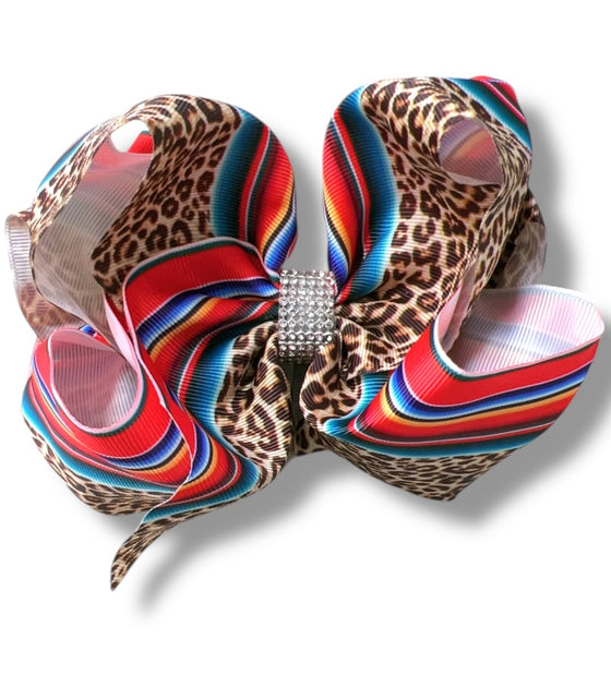 Multi-printed double layer hair bows w/rhinestones. 4PCS/$10.00