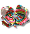 Multi-printed double layer hair bows w/rhinestones. 4PCS/$10.00