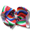 Multi-printed double layer hair bows w/rhinestones. 4PCS/$10.00