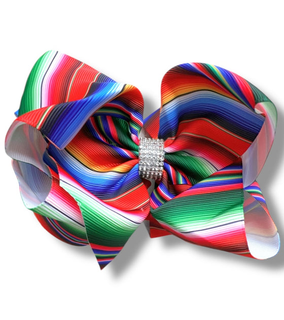 Multi-printed double layer hair bows w/rhinestones. 4PCS/$10.00