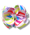 Multi-printed double layer hair bows w/rhinestones. 4PCS/$10.00