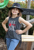 FREE TO BE ME" DARK GRAY TUNIC W/ FRINGE. TPG30113010-WENDY