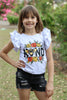 🐝KIND" Gray angel sleeve top & black distressed denim shorts. OFG251423045 Jean